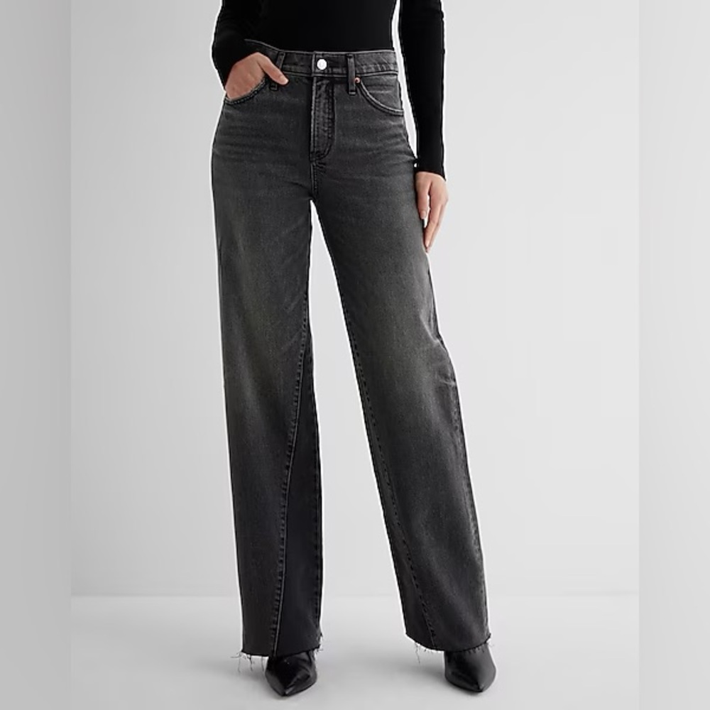 Black Flare Wide-Leg High-Waisted Jeans